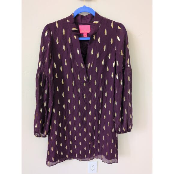 Lilly Pulitzer Shea Silk Dress Cabernet Berry - Size 4 - Picture 1 of 7